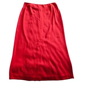 Herve Benard Skirt Size 16 Red Taylored Preppy Back Slit Button and Zipper Vtg.